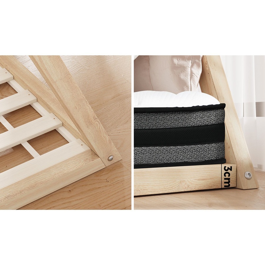 Buy Oikiture King Single Kids Bed Frame Mattress Set Wooden Timber ...
