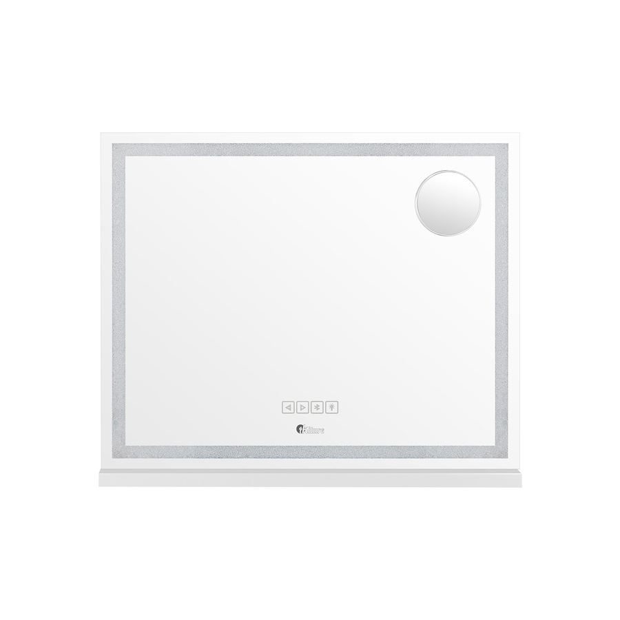 Oikiture LED Crystal Makeup Mirror 58x49cm Bluetooth Hollywood Vanity Mirrors Standing Wall Mounted