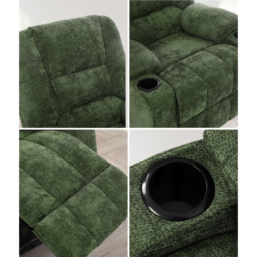 Oikiture Recliner Chair 360 Swivel Rocking Heated Electric Massage Chair Green
