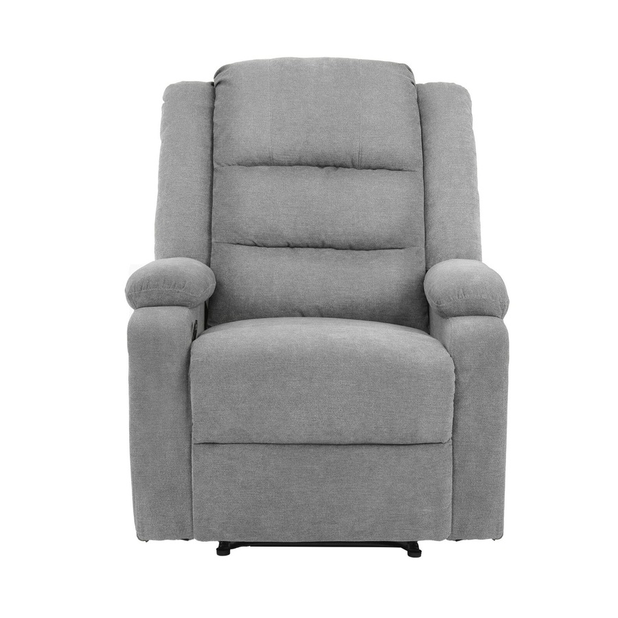 Oikiture Recliner Chair ArmChair Padded Lounge With Side Pocket Polyester Grey