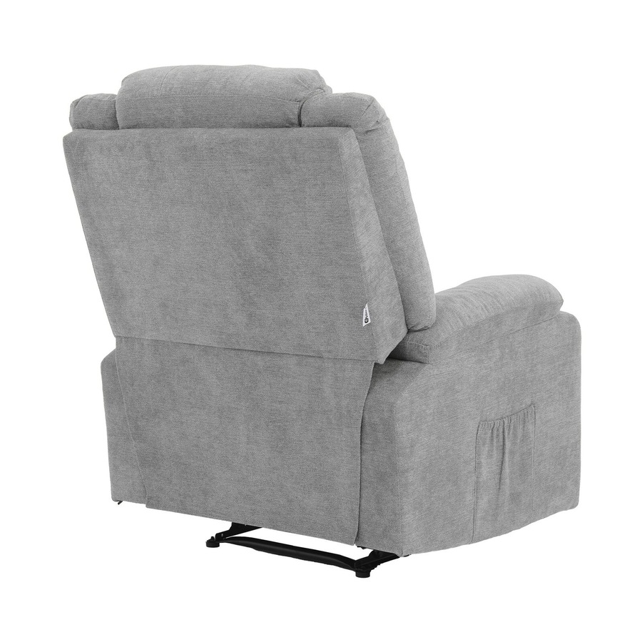 Oikiture Recliner Chair ArmChair Padded Lounge With Side Pocket Polyester Grey