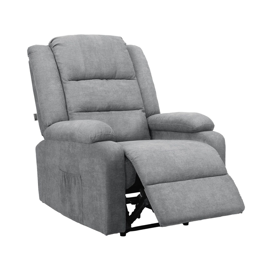 Oikiture Recliner Chair ArmChair Padded Lounge With Side Pocket Polyester Grey