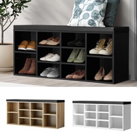 Oikiture Shoe Cabinet Bench Shoe Storage Rack PU Padded Seat Organiser Cupboard
