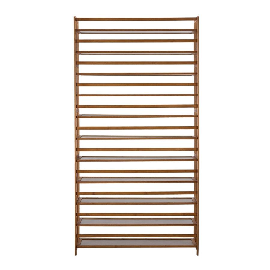 Oikiture Shoe Rack Storage Organizer Bamboo Stand 11 Shelves Brown