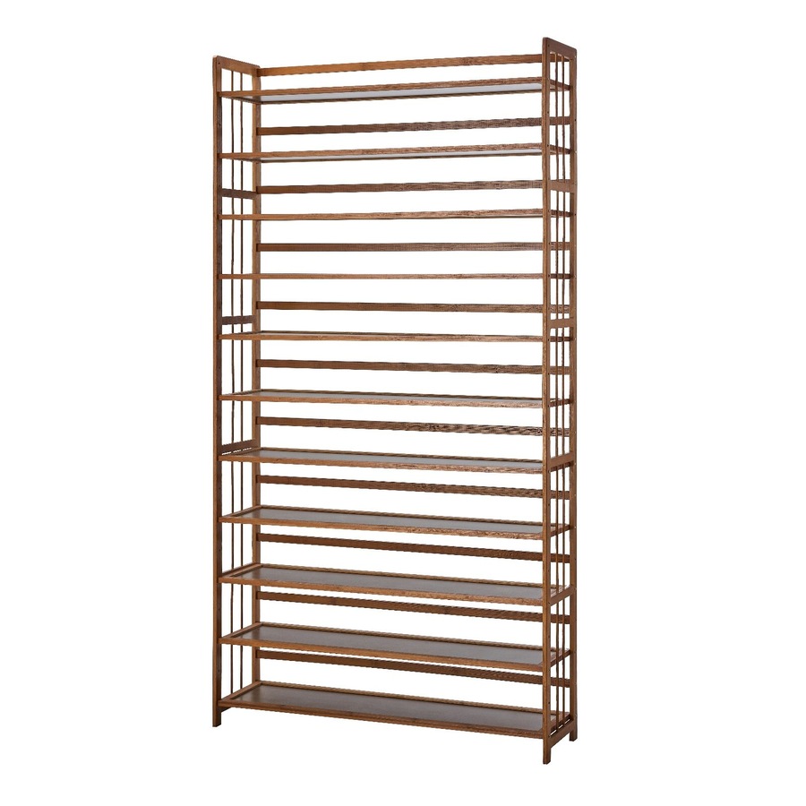 Oikiture Shoe Rack Storage Organizer Bamboo Stand 11 Shelves Brown