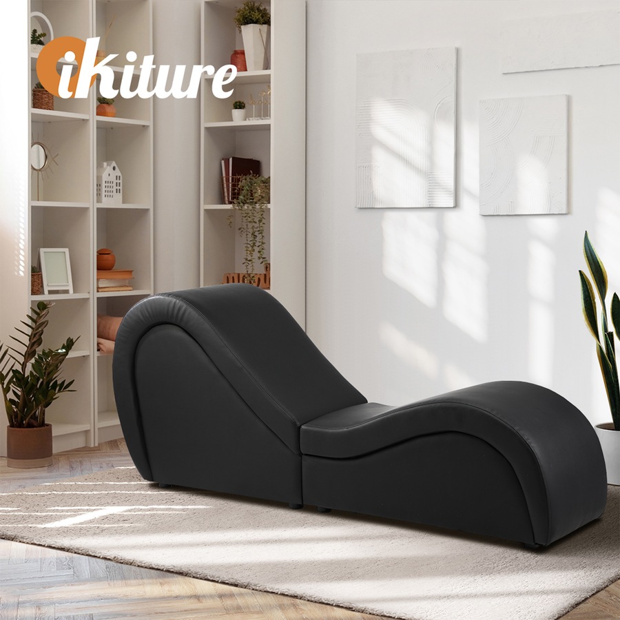 Oikiture Sofa Couch Chair Love Seat Chaise Lounge Couples Yoga Bed Black