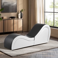 Oikiture Sofa Couch Chair Love Seat Chaise Lounge Yoga Bed Couples Stool Black & White