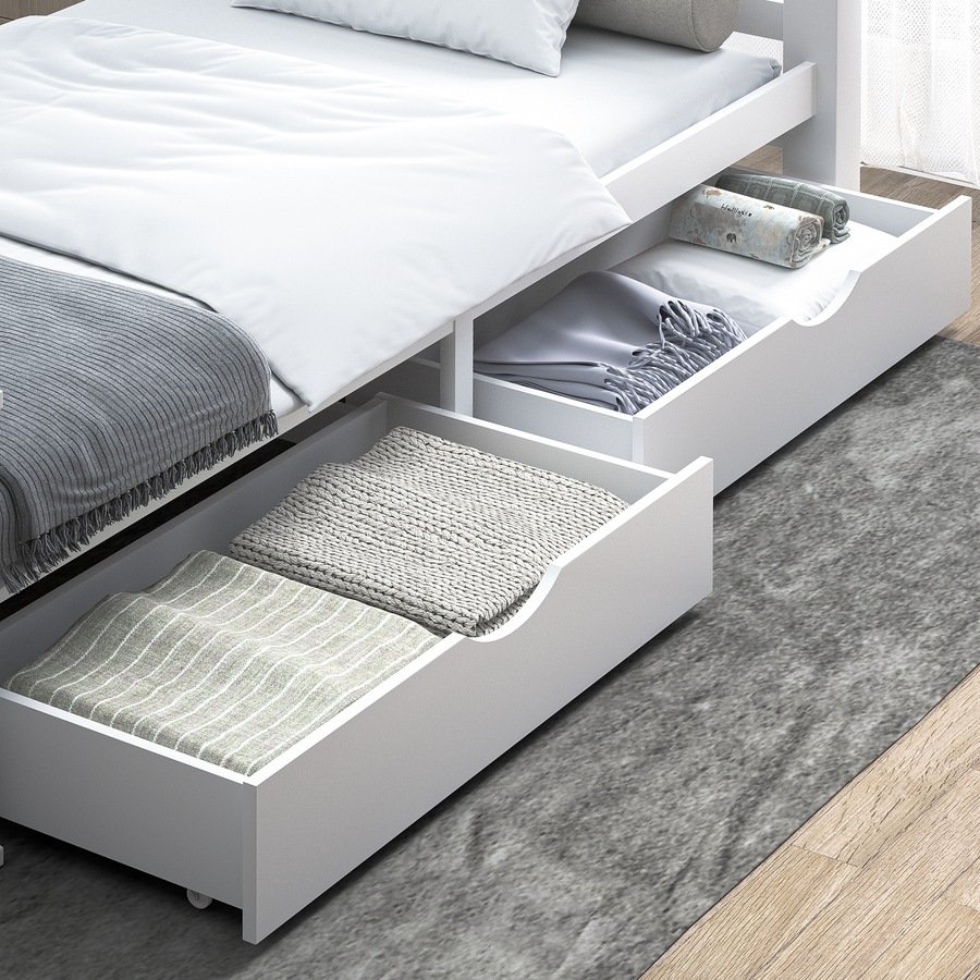 Buy Oikiture Storage Drawers Trundle for Wooden Bed Frame Base Timber ...