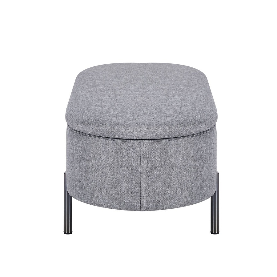 Oikiture Storage Ottoman Bench Oval Footstool Blanket Box Chest Toy Linen Grey