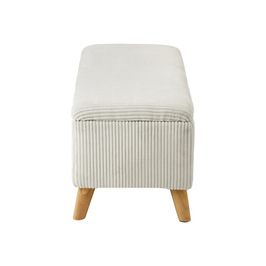 Oikiture Storage Ottoman Blanket Box Chest Toy Foot Stool LARGE Polyester Beige