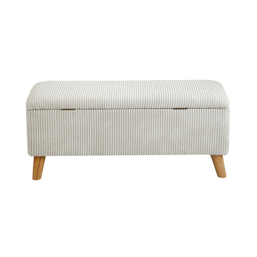 Oikiture Storage Ottoman Blanket Box Chest Toy Foot Stool LARGE Polyester Beige