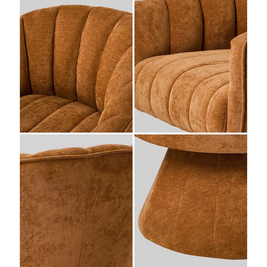 Oikiture Swivel Armchair Linen Fabric Lounge Chair Accent Chair Orange