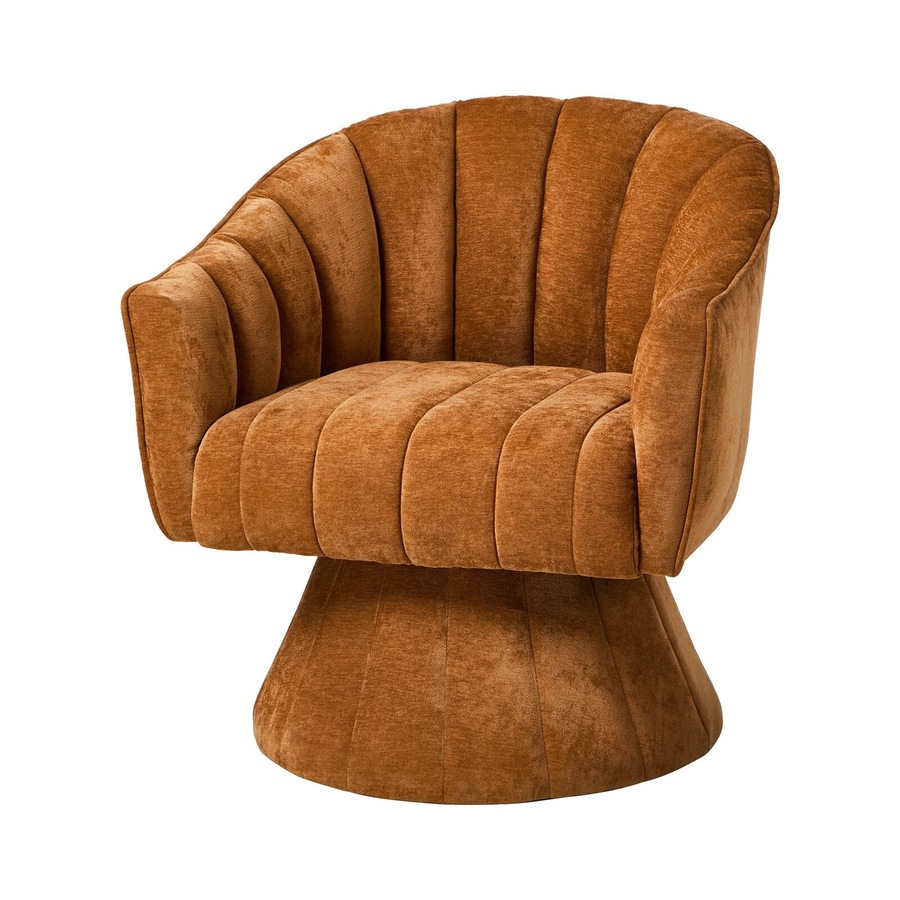 Oikiture Swivel Armchair Linen Fabric Lounge Chair Accent Chair Orange