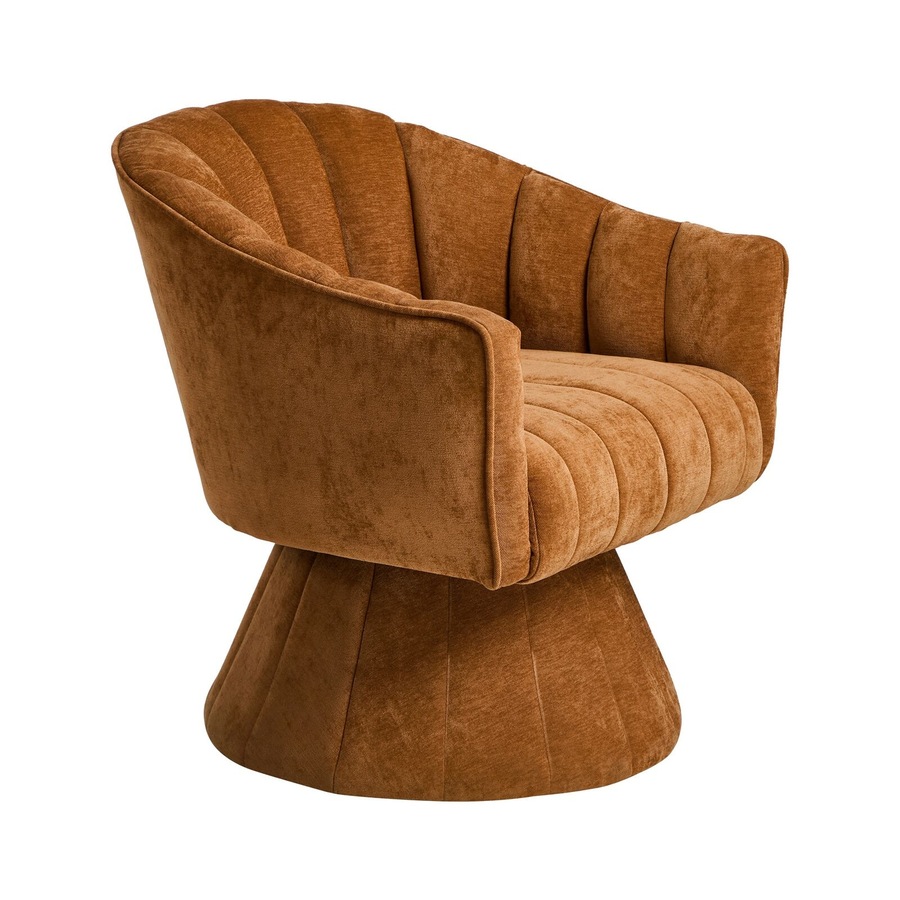 Oikiture Swivel Armchair Linen Fabric Lounge Chair Accent Chair Orange