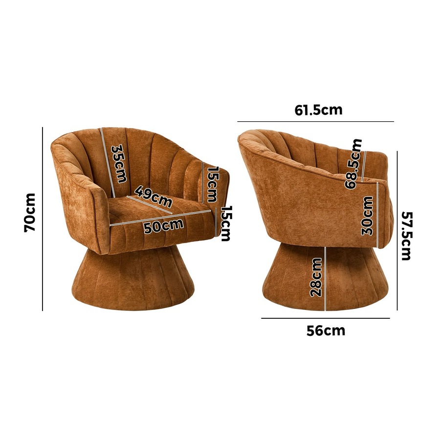 Oikiture Swivel Armchair Linen Fabric Lounge Chair Accent Chair Orange