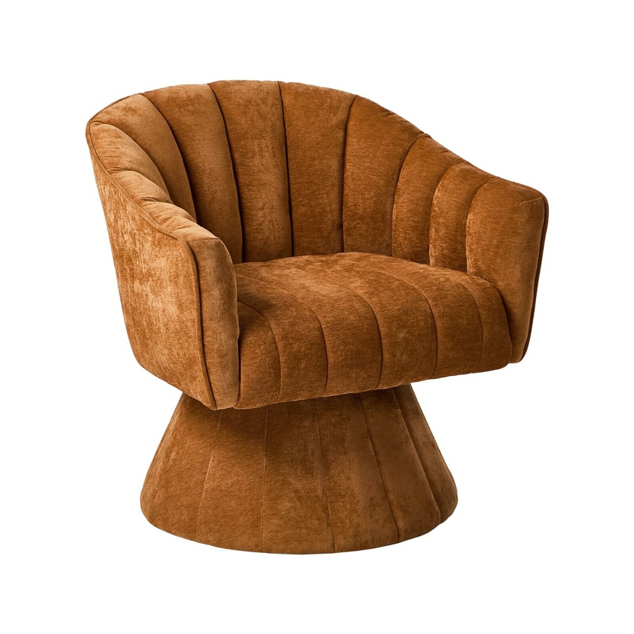 Oikiture Swivel Armchair Linen Fabric Lounge Chair Accent Chair Orange