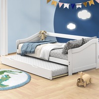 Oikiture Bed Frame Wooden Daybed Timber Trundle Bed Frame Base Single Beds x2