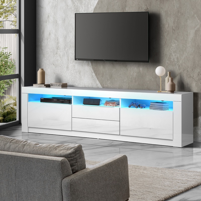 Buy Oikiture TV Entertainment Unit Stand RGB LED Gloss