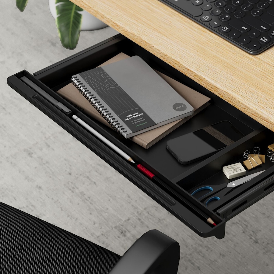 Oikiture Under Desk Drawer Pull-Out Drawer Sliding Tray Storage Organizer Black