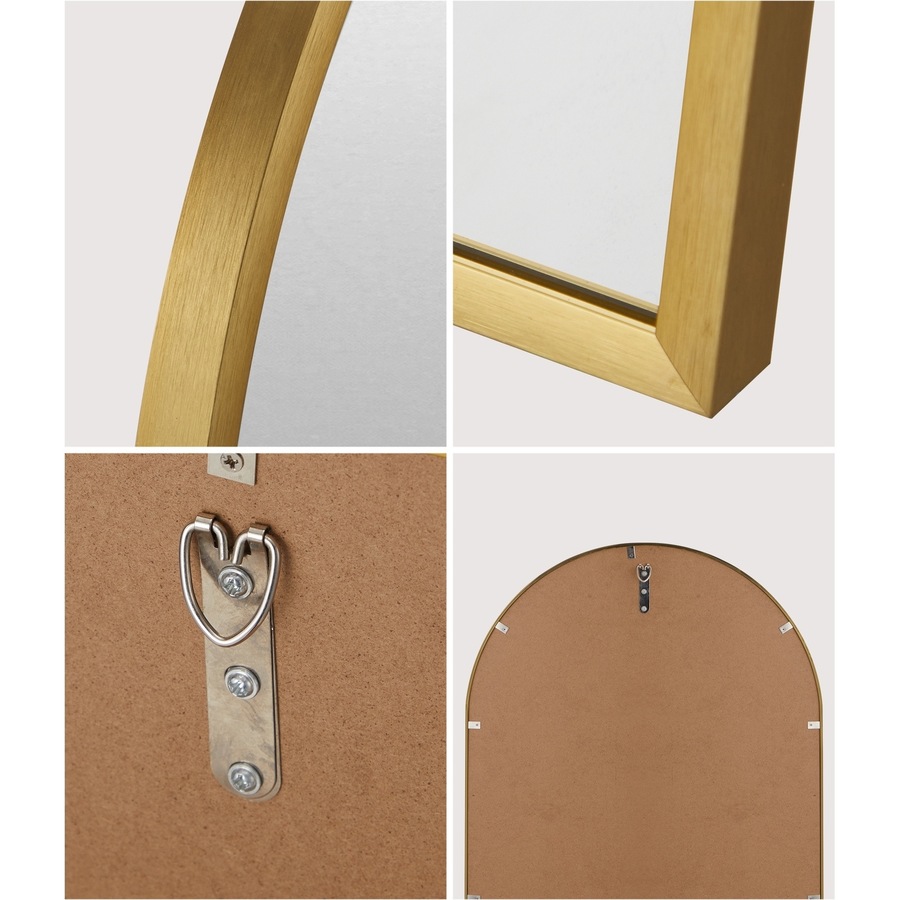 Oikiture Wall Mirrors 86x50cm Arched Makeup Mirror Bedroom Home Decor Gold