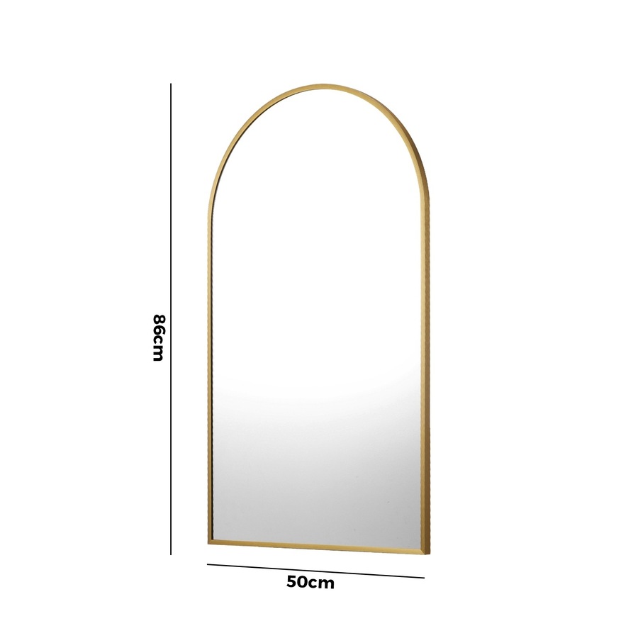 Oikiture Wall Mirrors 86x50cm Arched Makeup Mirror Bedroom Home Decor Gold