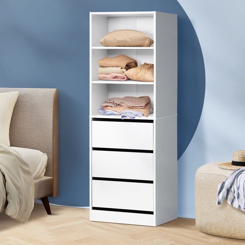 Buy Oikiture Wardrobe Clothes Storage Shelf Unit 3 Drawers