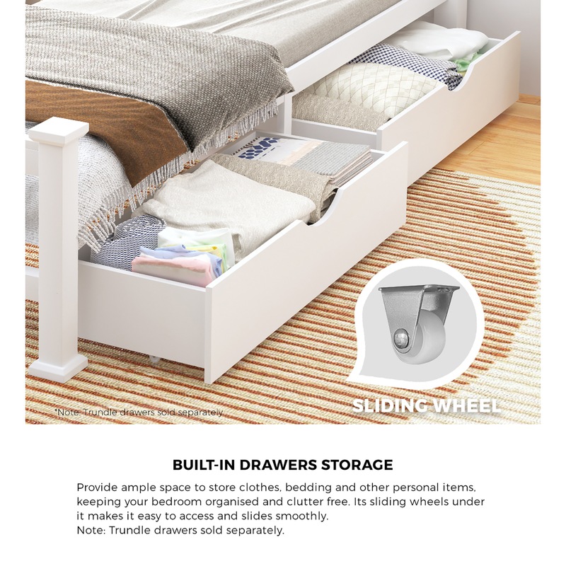 Buy Oikiture Wooden Bed Frame King Single Size with Storage Drawers