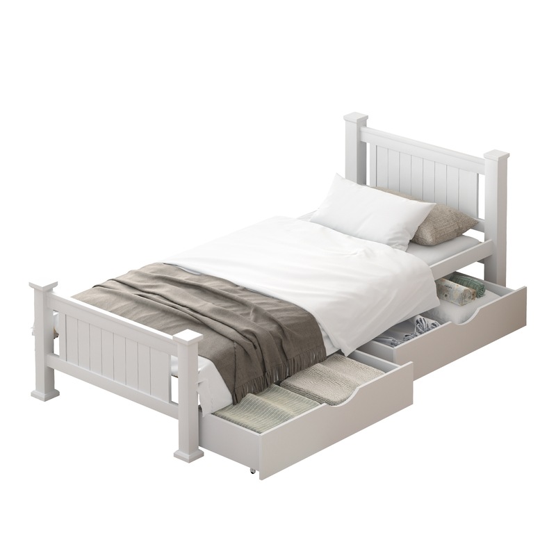 Buy Oikiture Wooden Bed Frame King Single Size with Storage Drawers