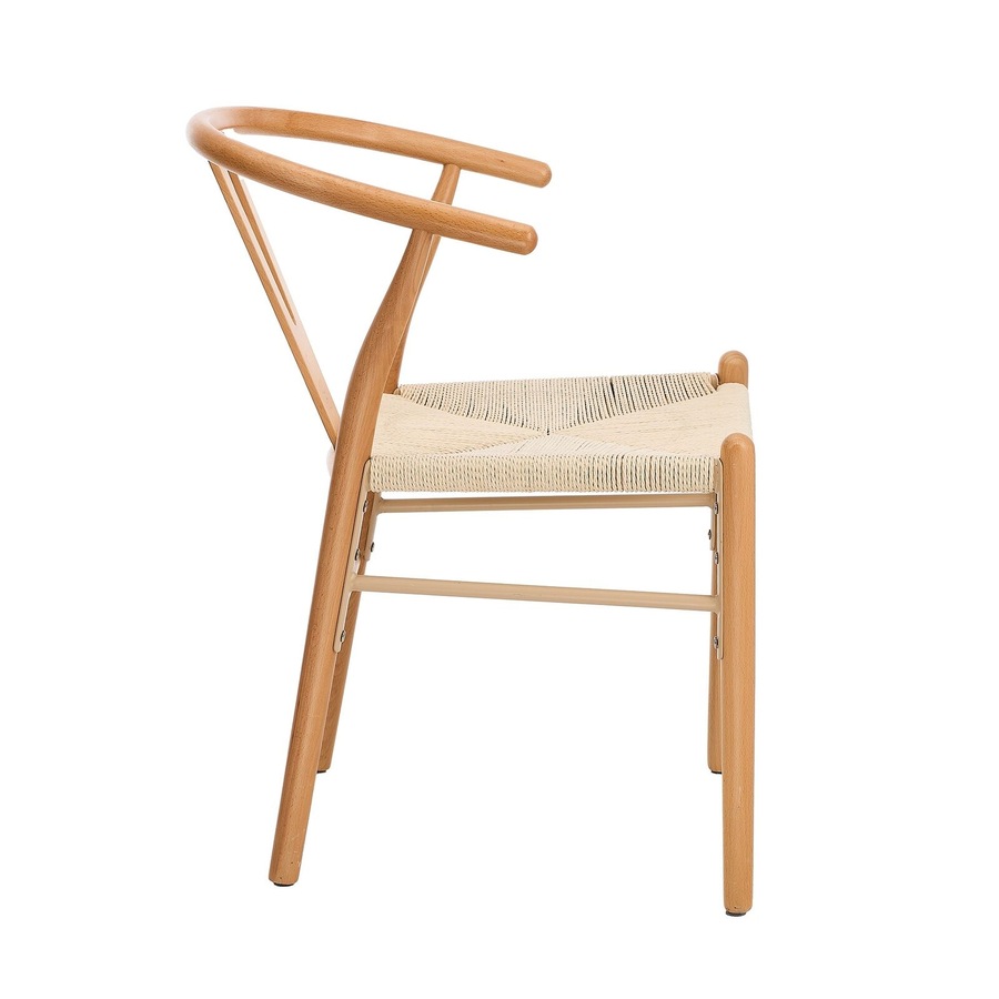 Oikiture Wooden Dining Chair Set of 4 Cafe Lounge Seat Wishbone Hans Wenger Chair