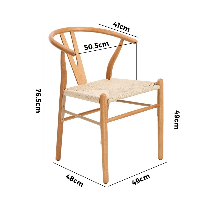 Oikiture Wooden Dining Chair Set of 4 Cafe Lounge Seat Wishbone Hans Wenger Chair