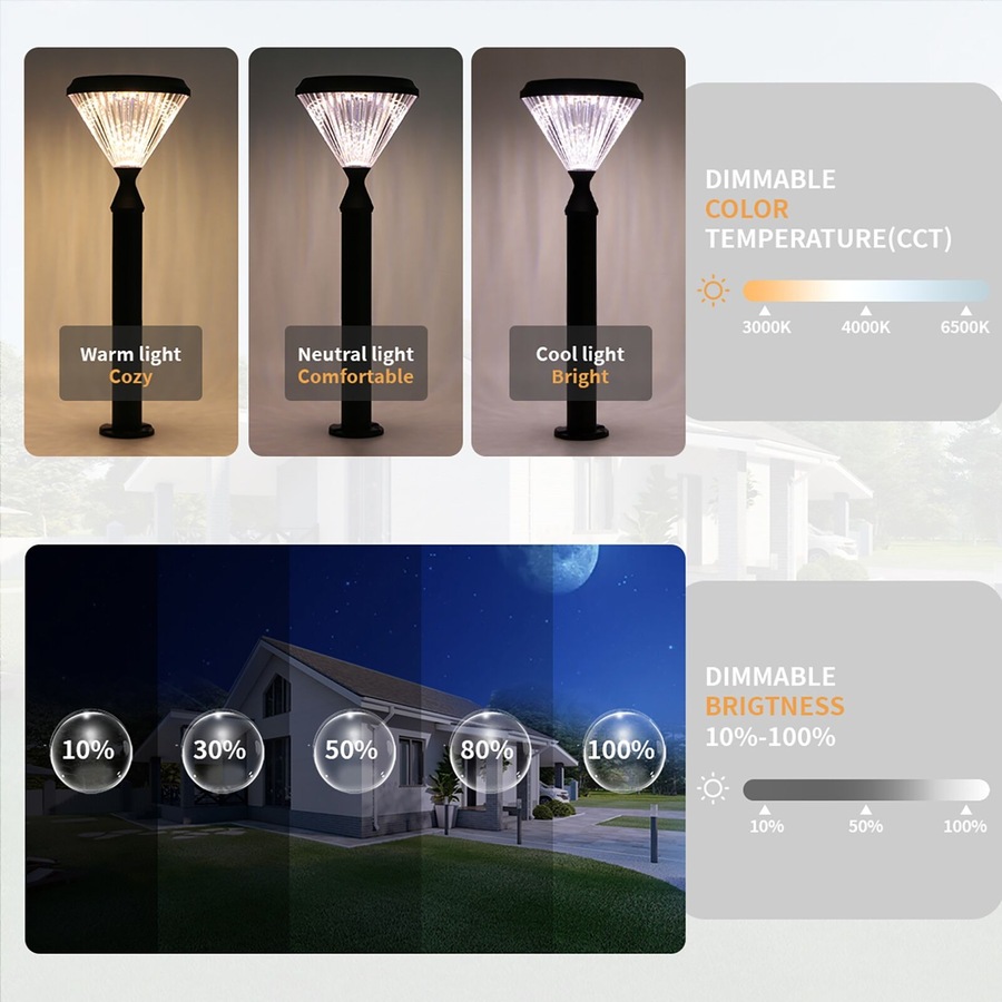 Outway 2x Solar Lawn Light 3-in-1 Garden Pillar Lights Outdoor Waterproof Lamp