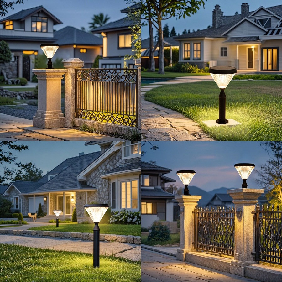 Outway 2x Solar Lawn Light 3-in-1 Garden Pillar Lights Outdoor Waterproof Lamp
