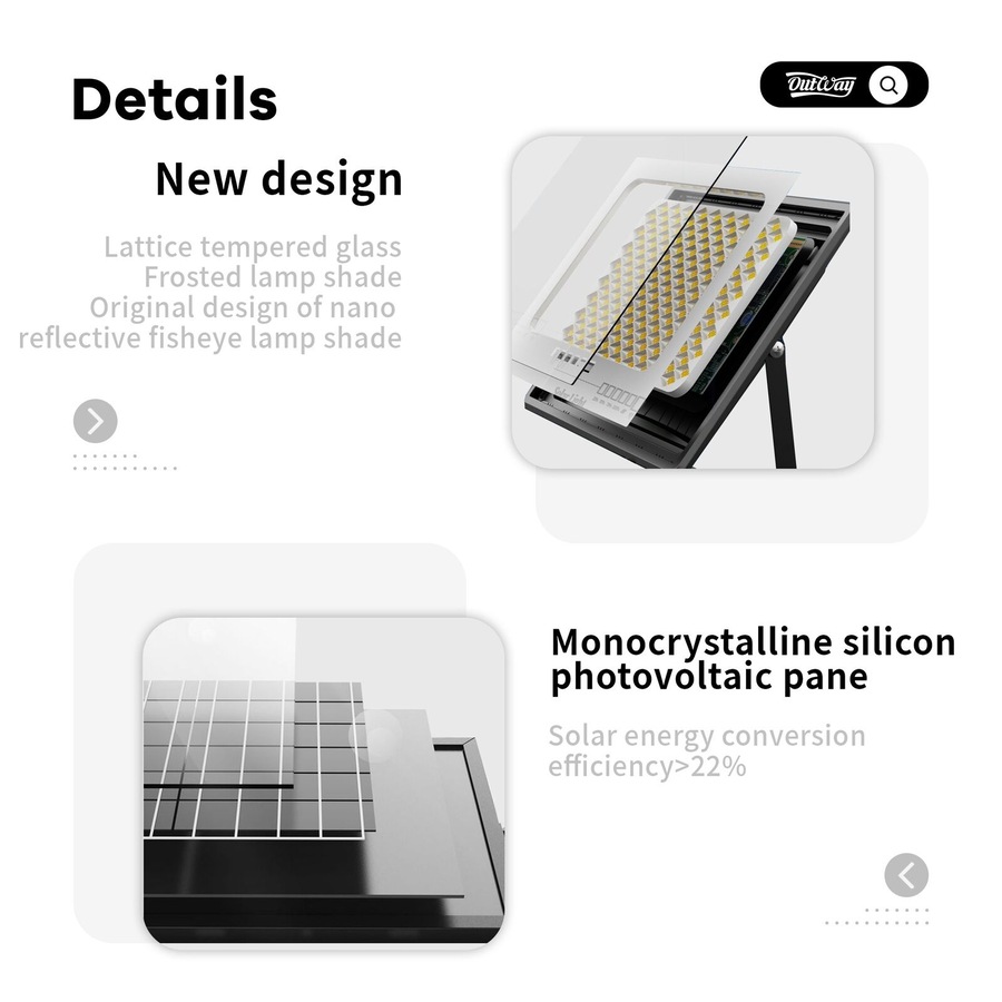 Outway 4x Solar Flood Light LED 50W Motion Sensor Outdoor Garden Security Light