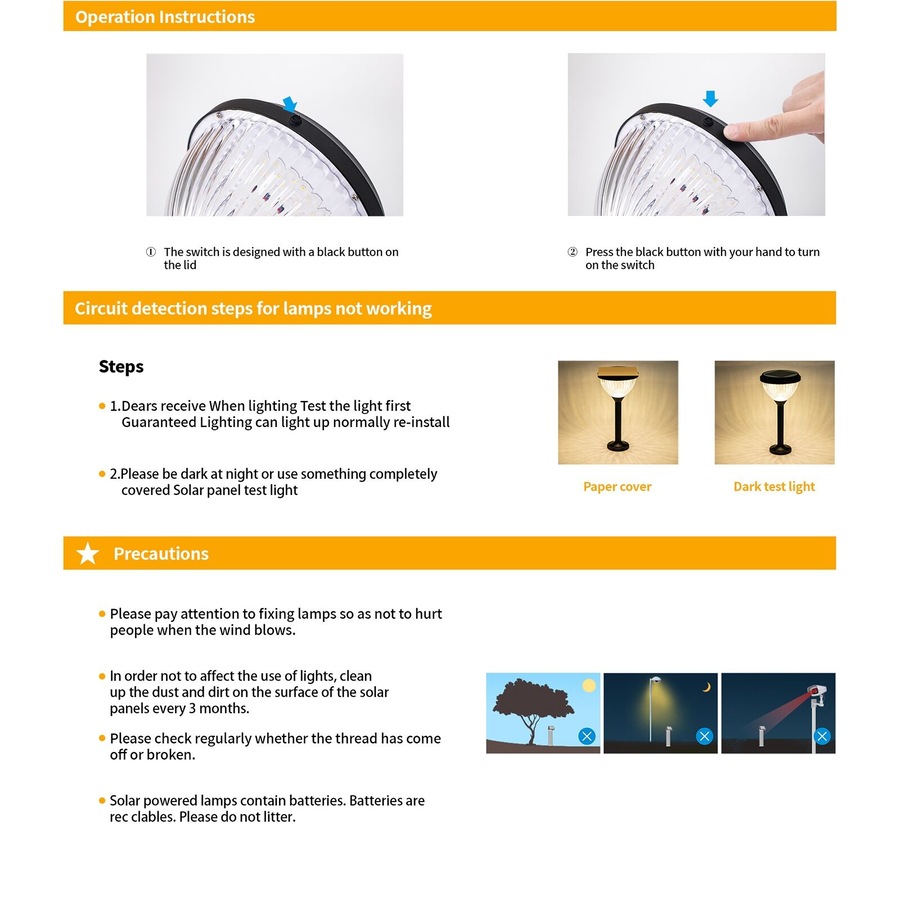 Outway Solar Lawn Light 4-in-1 Outdoor Garden Lights Path Waterproof Lamp