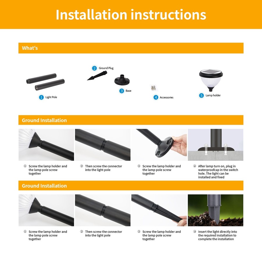 Outway Solar Lawn Light 4-in-1 Outdoor Garden Lights Path Waterproof Lamp