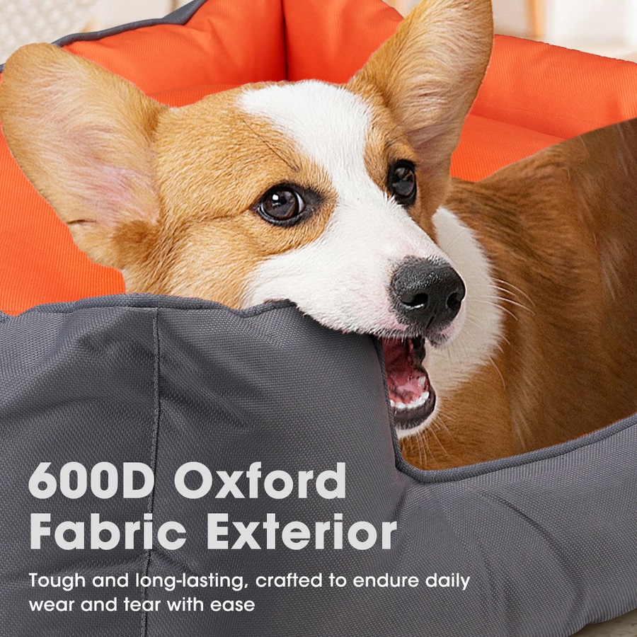 Petzly Orthopedic Dog Bed Pet Calming Sofa Beds Removable Grey&Orange X Large