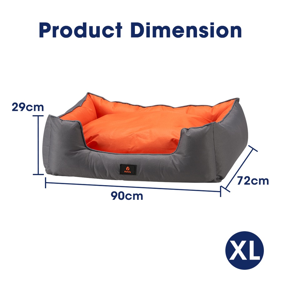 Petzly Orthopedic Dog Bed Pet Calming Sofa Beds Removable Grey&Orange X Large