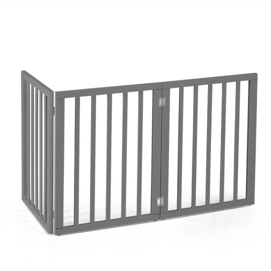 Petzly Pet Gate Dog Fence Safety Barrier Security Door 3 Panel 61cm Grey