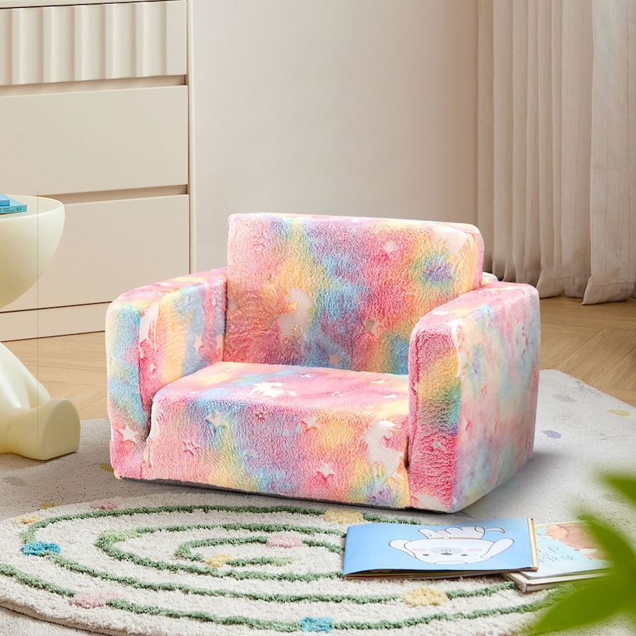 Playpals 2-in-1 Kids Sofa Convertible Couch Fold Out Toddler Sofa Pink