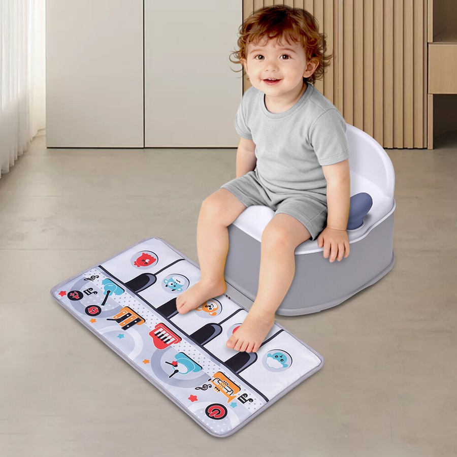 PlayPals 3-in-1 Kids Potty Trainer Seat with Interactive Musical Mat Grey