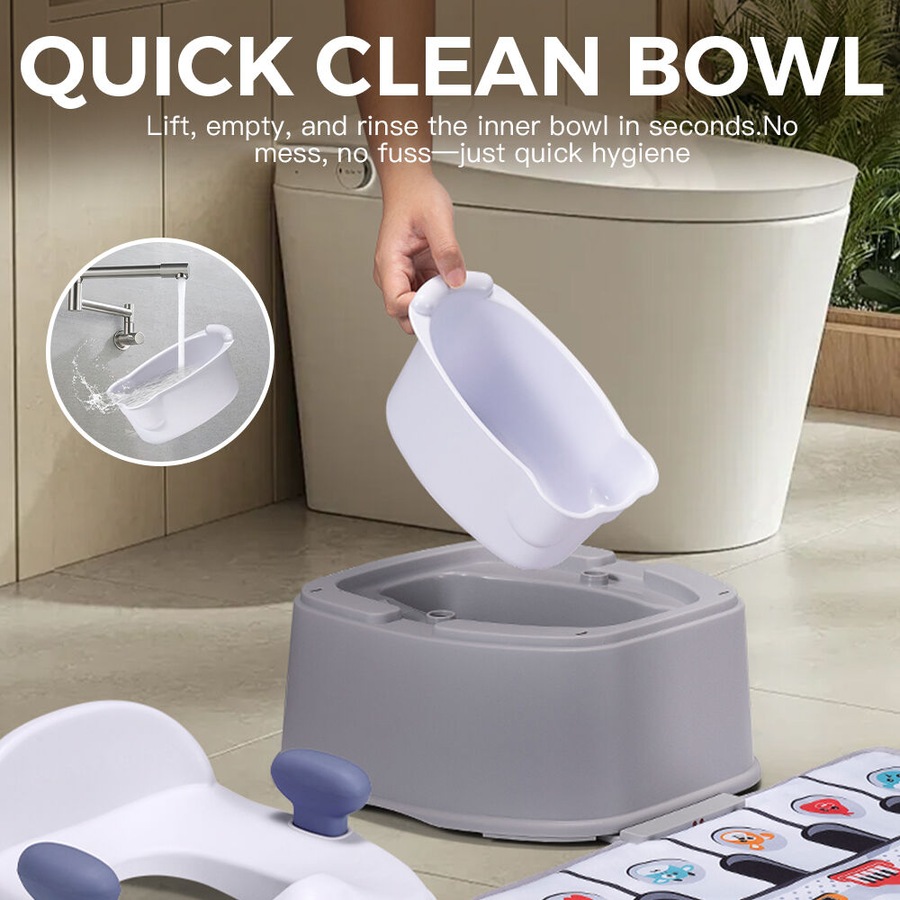 PlayPals 3-in-1 Kids Potty Trainer Seat with Interactive Musical Mat Grey