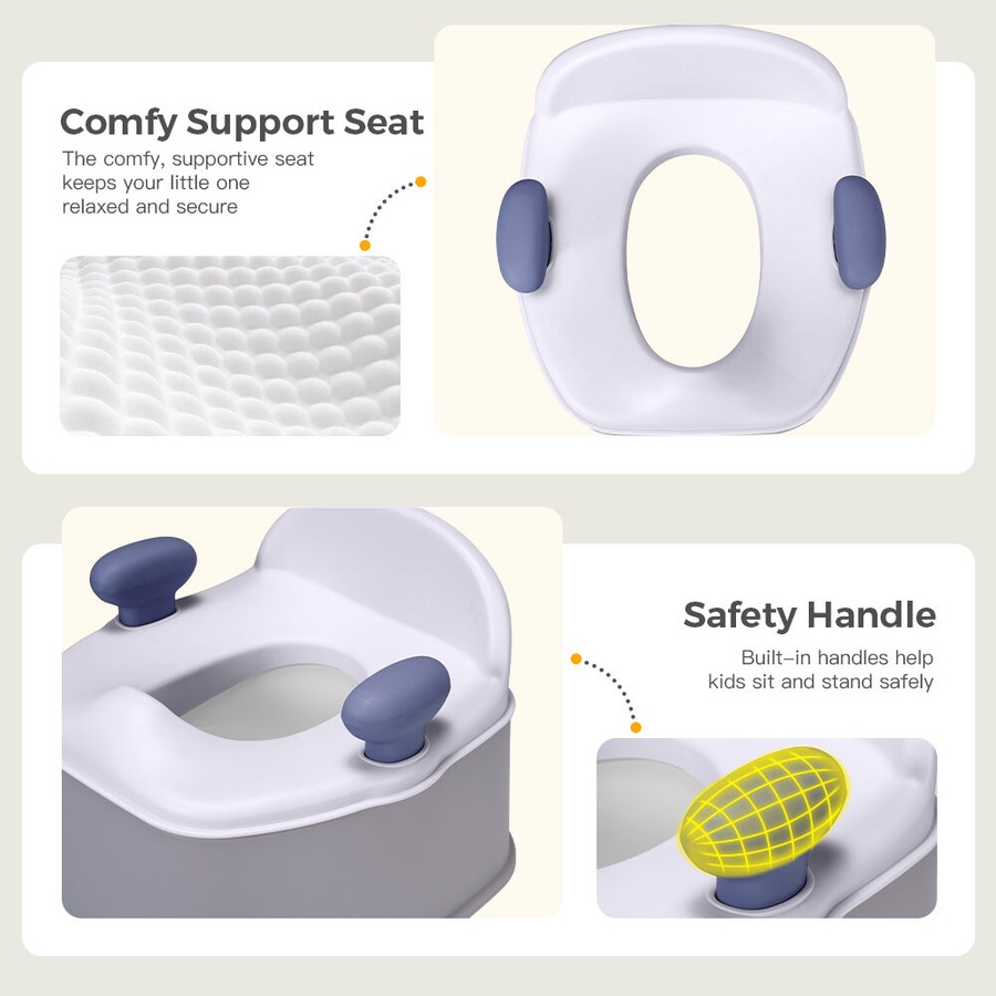 PlayPals 3-in-1 Kids Potty Trainer Seat with Interactive Musical Mat Grey