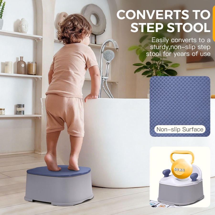 PlayPals 3-in-1 Kids Potty Trainer Seat with Interactive Musical Mat Grey
