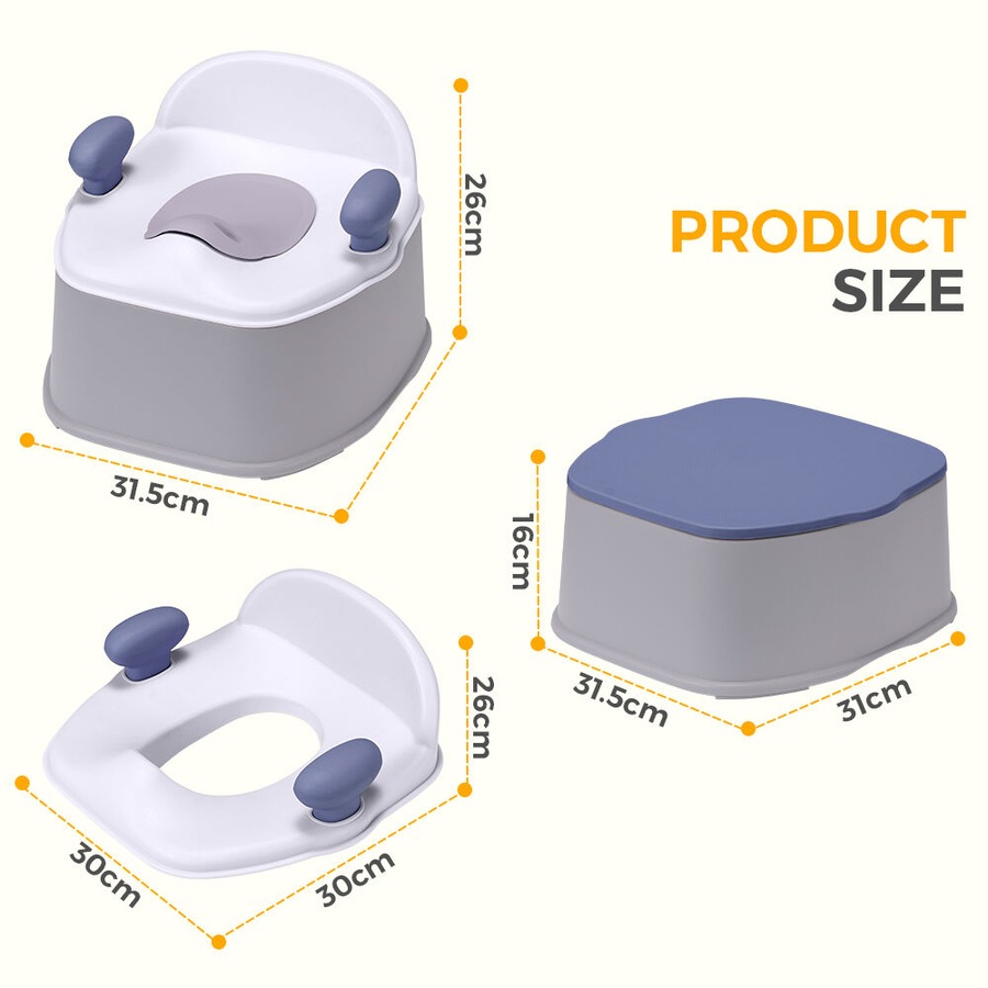 PlayPals 3-in-1 Kids Potty Trainer Seat with Interactive Musical Mat Grey
