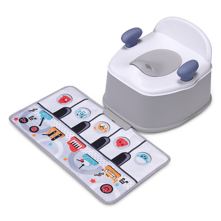 PlayPals 3-in-1 Kids Potty Trainer Seat with Interactive Musical Mat Grey