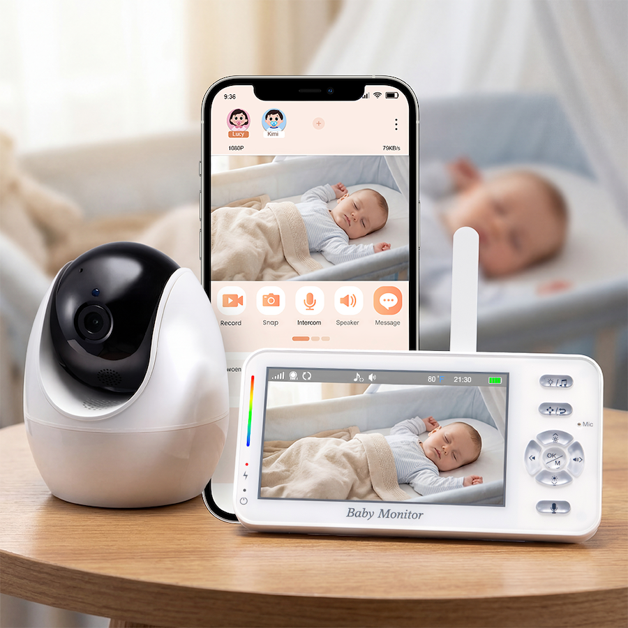 PlayPals 4.3" Baby Monitor 1080P 2-Way Talk Night Vision Camera Mobile APP