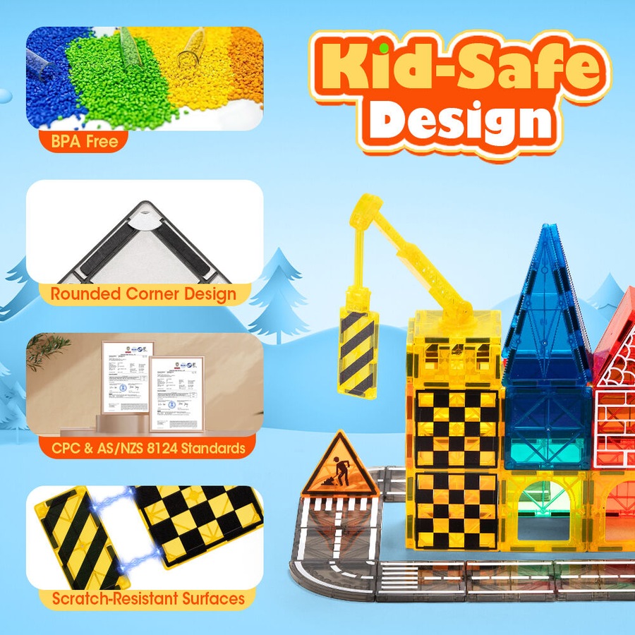 Playpals 60PCS Kids Magnetic Tiles Blocks Building Educational Toys Child Gift