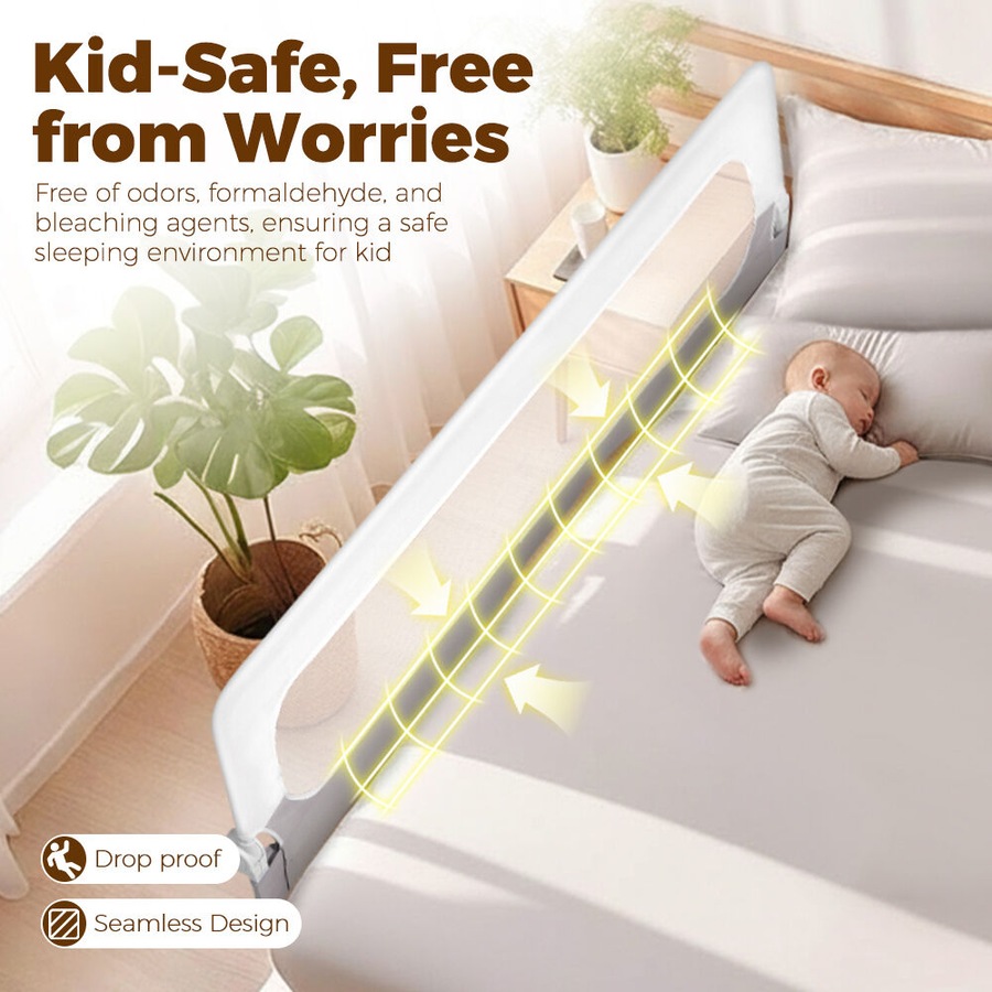 Playpals Baby Bed Rail Adjustable Folding Guard 150x60CM Child Toddler Protect