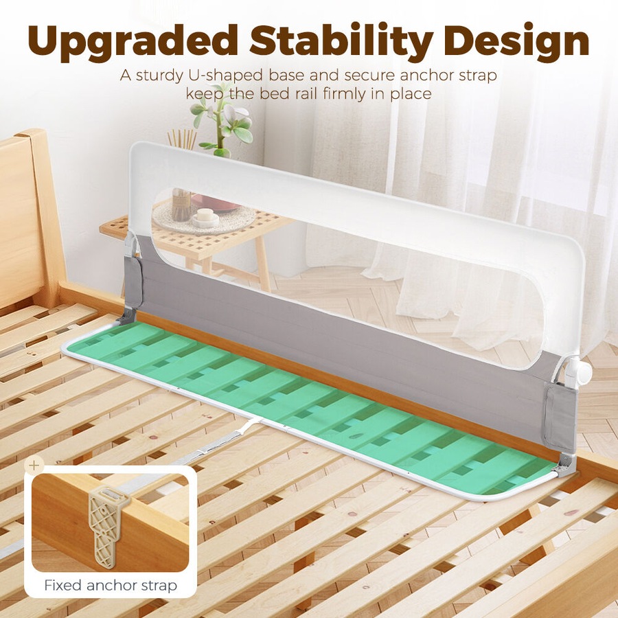 Playpals Baby Bed Rail Adjustable Folding Guard 150x60CM Child Toddler Protect