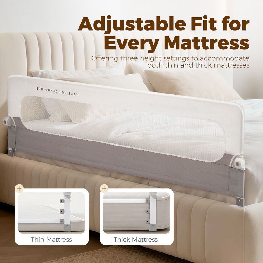 Playpals Baby Bed Rail Adjustable Folding Guard 150x60CM Child Toddler Protect